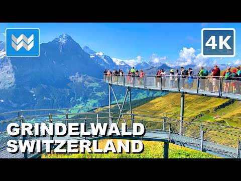 [4K] First Cliff Walk in Grindelwald Switzerland 🇨🇭 Thrill Walking Tour Vlog & Vacation Travel Guide