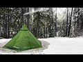 Hot Tent Winter Camping With Beautiful Views