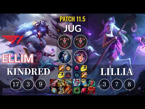 T1 Ellim Kindred vs Lillia Jungle - KR Patch 11.5