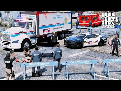 GTA 5 LSPDFR Police Patrol #690 Crime Scene Investigation Truck Responds To Murder A Case