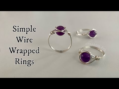 How to make a wire wrapped ring. Gemstone bead & wire ring - Simple design 💍