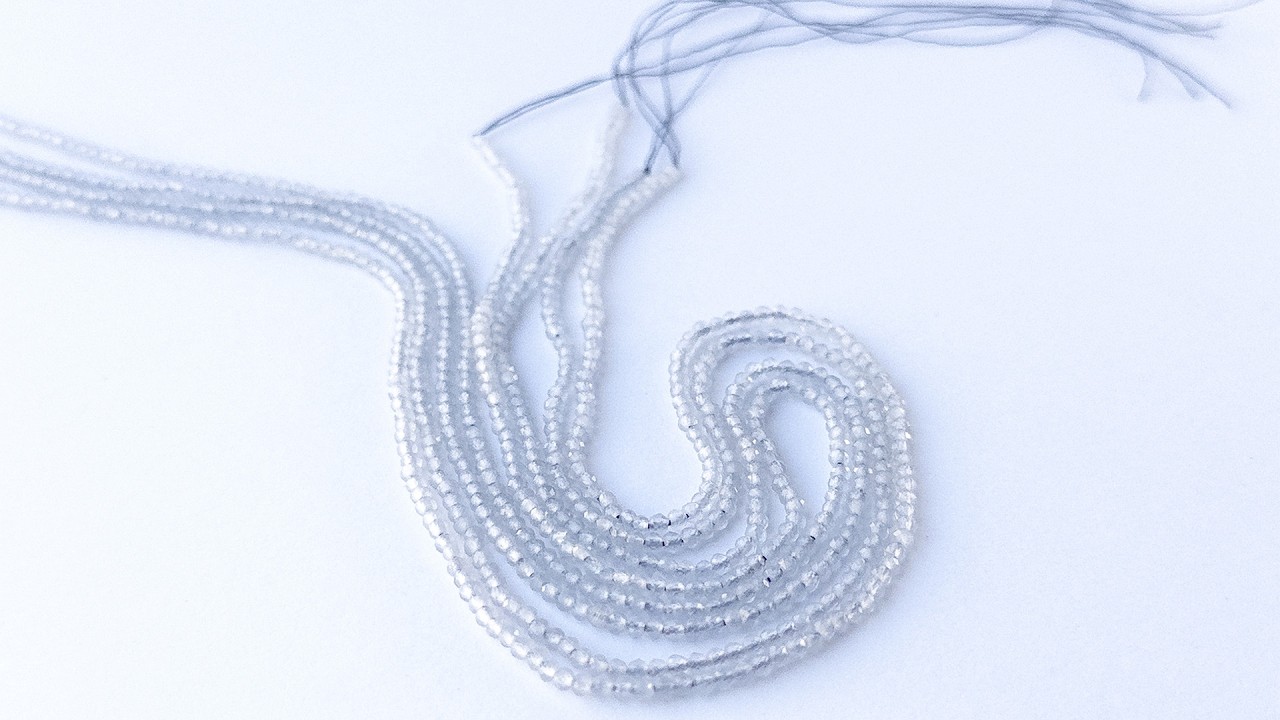 Grey Chalcedony | Faceted Rondelle | 2.2mm Bead Size | 35cm Strand Length video