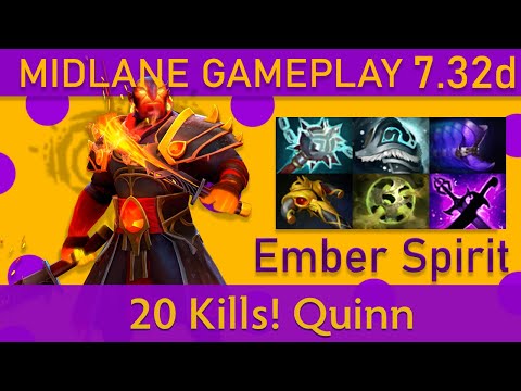 💥20 Kills! Quinn Ember Spirit Mid Gameplay - Top MMR Dota 2
