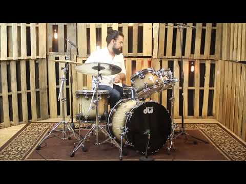 DW Collector's Natural Candy Black Burst Over Quilted Maple Drum Set - 22,10,12,16 - SO#1160472