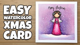 Watercolor Angel Christmas Card Tutorial | Beginner Step by Step Painting & Colored Pencil