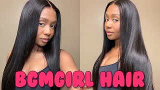 SUPER QUICK WIG INSTALL | MIDDLE PART BUSS DOWN | WEAR & GO | Ft. BGMGIRL HAIR