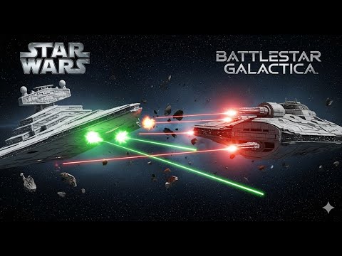 Imperial Star Destroyer II vs the Battlestar Galactica Animated battle