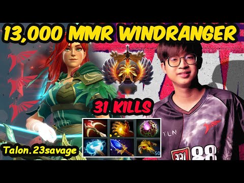 Talon 23savage Windranger Carry 13K MMR Smurf - IMBA SHOT SOLO KILL Dota 2 pro Gameplay 7.32D
