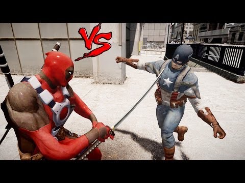 DEADPOOL VS CAPTAIN AMERICA - EPIC  BATTLE - GRAND THEFT AUTO