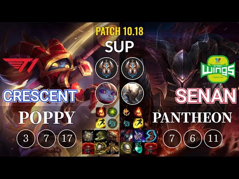 T1 Crescent Poppy vs JAG Senan Pantheon Sup - KR Patch 10.18