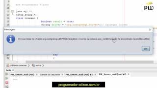 Erro de conexão com servidor PostgreSQL - Curso Java - SU009