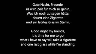 Reinhard Mey - Gute Nacht Freunde - Lyrics + Translation