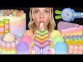 ASMR MUKBANG Pastel Desserts Marshmallow Rope Pez Sour Candy Milk Jelly Cotton Candy Cake 먹방