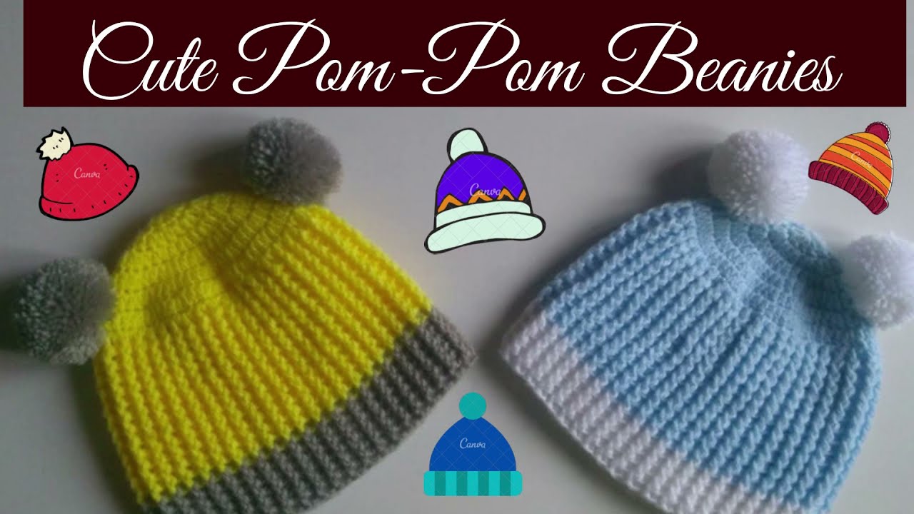 Beanie 1 : Cute & Easy Beanie with Pom - Pom !! | Easy Crochet Baby Beanie for 1-2 year old baby