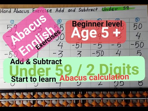 Abacus English beginner level Exercises episode 5 Add and Subtract Under 59 #education
