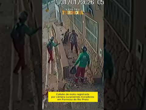 Colisão de moto registrada por câmera surpreende moradores em Formosa do Rio Preto