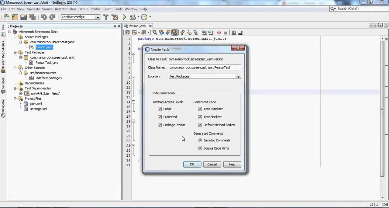 ▶ NetBeans 7 0   Generate JUnit tests