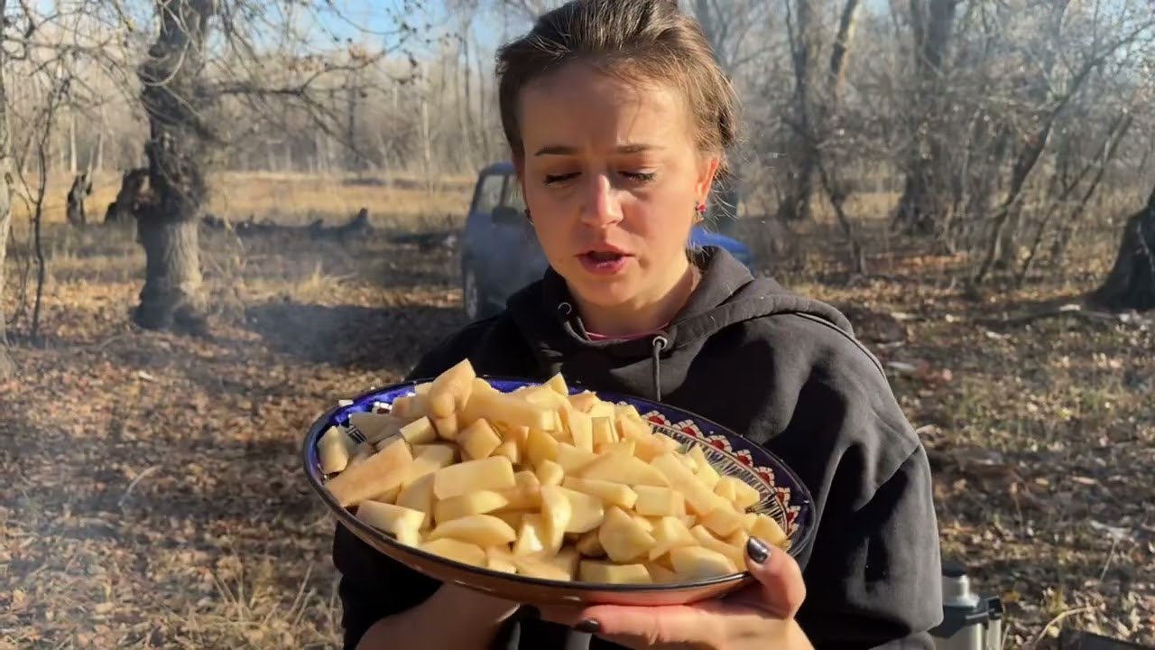Вешенки в казане с картошкой 