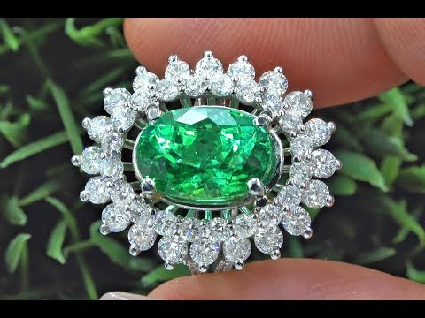 GIA Certified Rare Single Hue Green Paraiba Tourmaline & Diamond Ring 14k Gold 5.75 TCW - C948