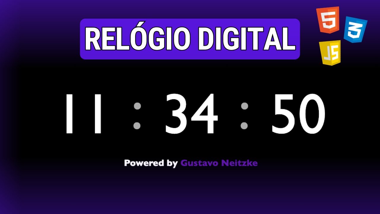 RELÓGIO DIGITAL Simples e Profissional com HTML, CSS e JavaScript