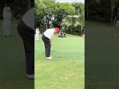 WATCH: Trump sinks a chip shot while golfing with sports legends #foxnews #news #us #fox