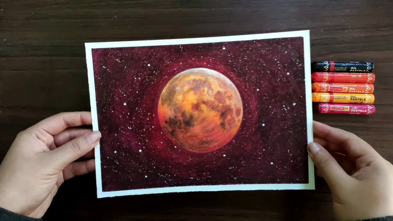 pastel painting of blood moon tutorial by art diarium