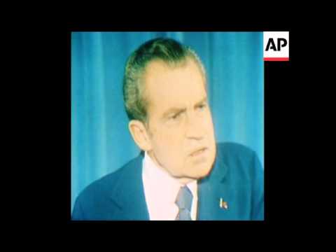 SYND 26/02/74 PRESIDENT RICHARD NIXON, STATES HIS INTENTION, NOT TO RESIGN