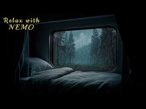 Rainy Night Train Ride 🚂 Dimly Lit Sleeper Train Ambience for Sleep / Rain, Railways & Train Sounds