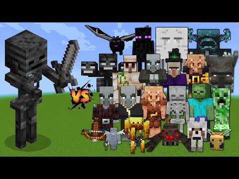 SculkCraft - Wither Skeleton vs Every mob in Minecraft (Java Edition) - Wither Skeleton vs All Mobs - Mob Battle