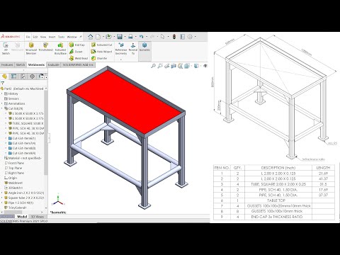 Solidworks Weldments Structural member, Trim/Extend, End Cap & Gusset