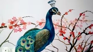 preview picture of video 'wall painting Peacock and tree'