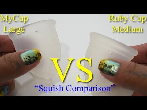 MyCup Lg vs Ruby Cup Med "Squish" - Menstrual Cups