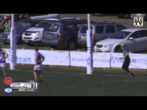 2015 BDAFL Round 7 1st Division Highlights - Cardiff Hawks v Warners Bay Bulldogs