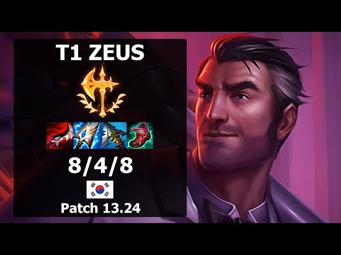 T1 Zeus Jayce TOP vs Rumble| Patch 13.24 KR Challenger