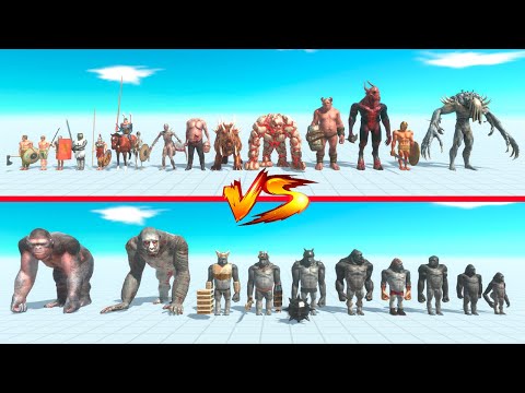 Infernals + Ancient Humans vs Mutant Primates - Animal Revolt Battle Simulator