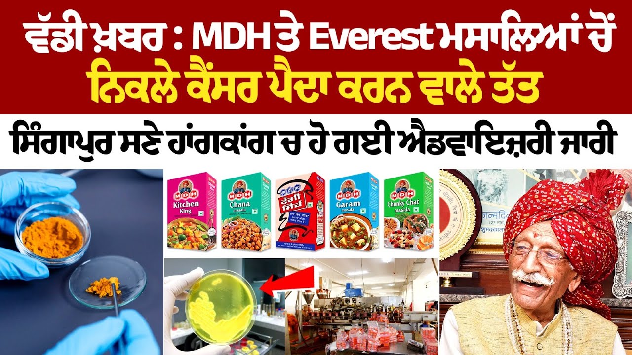 ਵੱਡੀ ਖ਼ਬਰ: MDH ਤੇ Everest ਮਸਾਲਿਆਂ ਚੋਂ ਨਿਕਲੇ ਕੈਂਸਰ ਪੈਦਾ ਕਰਨ ਵਾਲੇ ਤੱਤ, ਸਿੰਗਾਪੁਰ ਸਣੇ ਹਾਂਗਕਾਂਗ ਚ ਹੋ ਗਈ ਵੱਡੀ ਖ਼ਬਰ: MDH ਤੇ Everest ਮਸਾਲਿਆਂ ਚੋਂ ਨਿਕਲੇ ਕੈਂਸਰ ਪੈਦਾ ਕਰਨ ਵਾਲੇ ਤੱਤ, ਸਿੰਗਾਪੁਰ ਸਣੇ ਹਾਂਗਕਾਂਗ ਚ ਹੋ ਗਈ