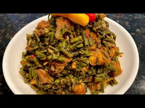 Fry bora/bodi and chicken recipe/Yard long beans/ and chicken recipe.