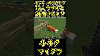 キツネ、オオカミが殺人ウサギと対面するとどうなる？　小ネタ　【マイクラ/マインクラフト】 #shorts
