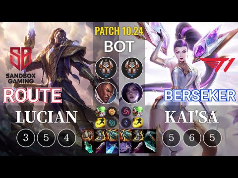 SB Route Lucian vs T1 Berseker Kai'Sa Bot - KR Patch 10.24