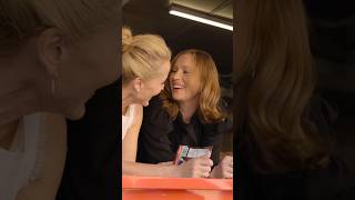 Gillian Anderson & Hannah Einbinder at the TEENAGE SEX AND DEATH AT CAMP MIASMA food truck pop-up.