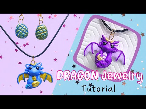 🐲 Dragon necklace and eggs earrings with polymer clay tutorial ⭐