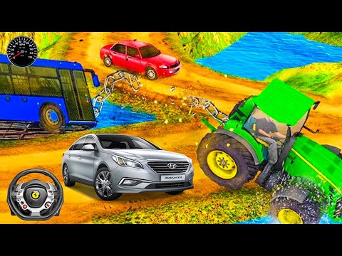 Chained Tractor Towing Bus । Tow Truck Rescue Offroad Simulator । Android Gameplay