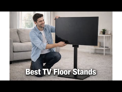 AX WABER Universal Floor TV Stand with Mount 70 Degree Swivel 9 Level Height Adjustable and Space Saving Design for Most 27 to 65 inch LCD, LED OLED TVs White video review thumbnail