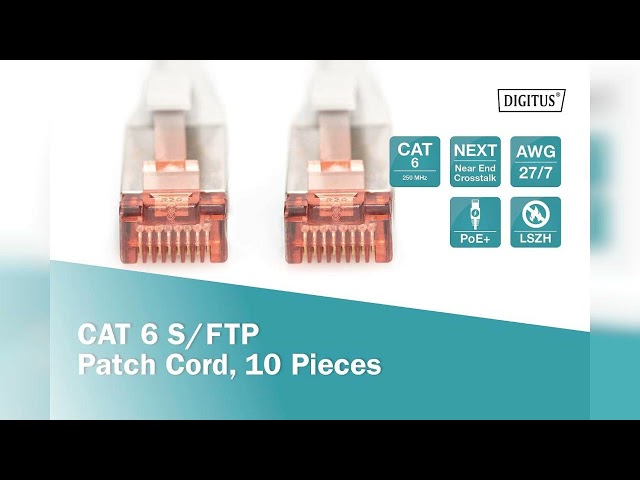 Vídeo relacionado con Digitus Cable LAN Cat 6A - 0,5m - Cable de red RJ45 - S/FTP Blindado - Compatible con Cat6 y Cat7 - Rojo