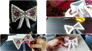 Bow hair clip with pearls and kundan ||DIY with pearls and kundan