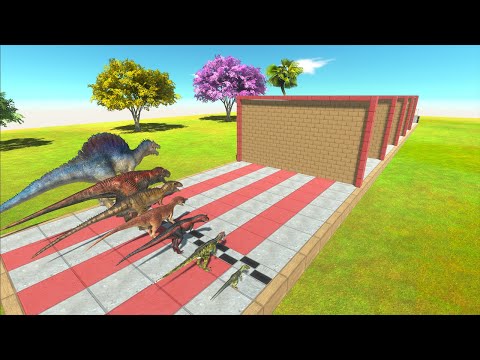 Dinosaurs of Different Sizes Race Through Blocks - Animal Revolt Battle Simulator