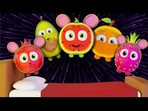 Baby Funky Fruits Dancing * Five Little Monkeys 🌈🐵🐵🐵 Sensory Video 💐🌹🌼🌸