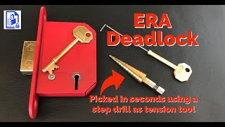 553. ERA Mortice lever deadlock picked open in seconds using a step drill bit as the tension tool
