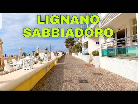 Lignano Sabbiadoro Italien, Biking along the beach side and City 4k UHD