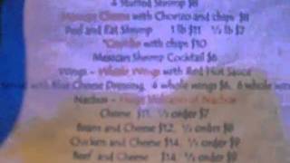 Menu at Padreritaville on South Padre Island, Texas with Inertia Tours LUNCH MEAL PLAN